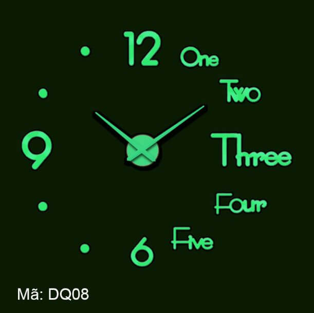 Đồng hồ dán tường dạ quang one, two, three DQ08 - Đồng hồ dán ...